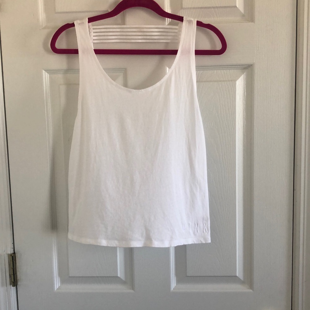 White workout tank by Pink.